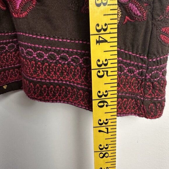 Johnny Was JW Los Angeles Cotton Jersey Knit Mini Dress M Embroidered 3/4 Sleeve - Picture 13 of 13